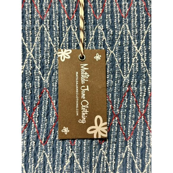 NWT MATILDA JANE Roxie Striped Tank Smocked Denim, Sz XL - Picture 4 of 11